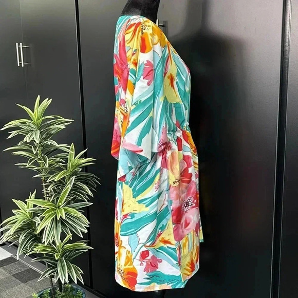 Gypsie Blu Coverup,mid sleeve,open front,tie waist,floral,tassels,One size - Picture 2 of 11